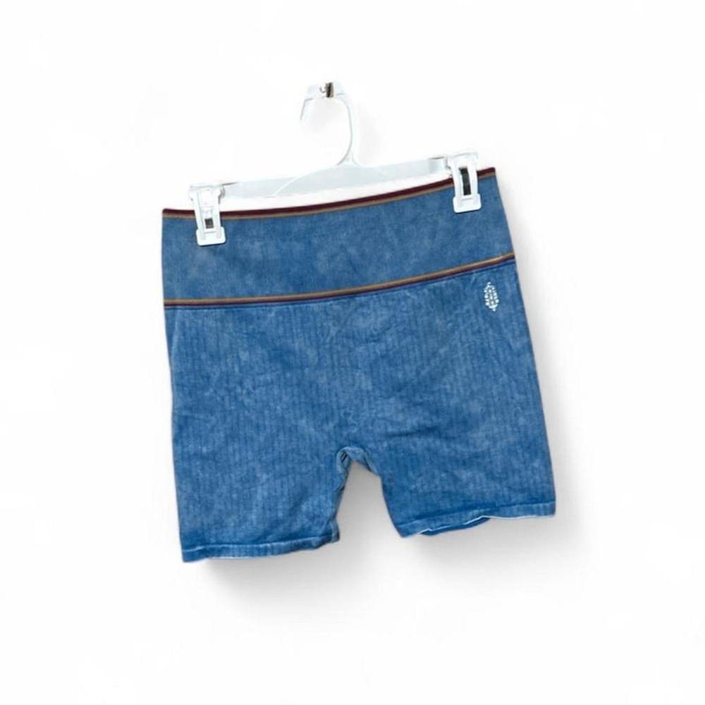 FP Movement Varsity Tipping Ribbed Biker Shorts - Blue - XS